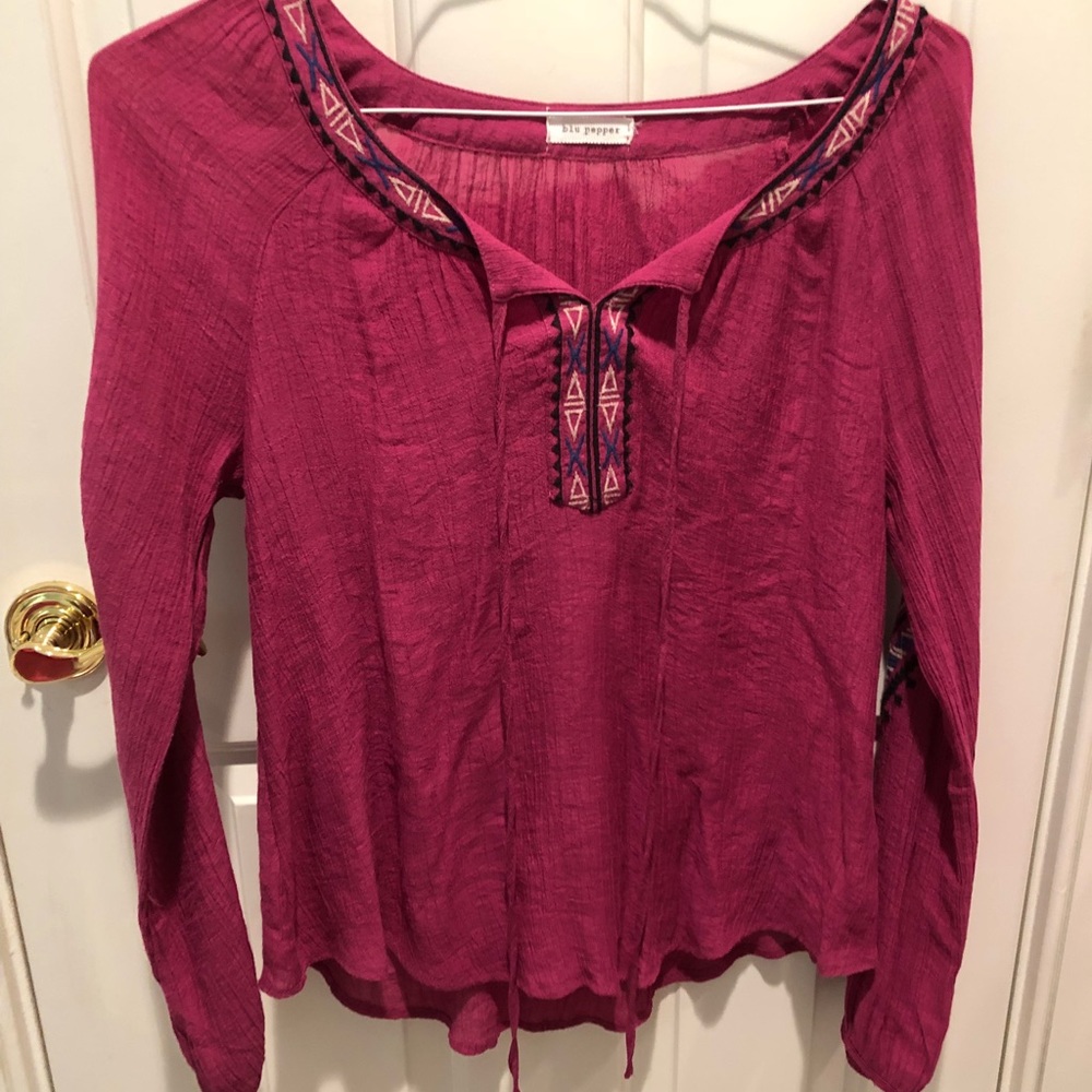 fuchsia long sleeve blouse